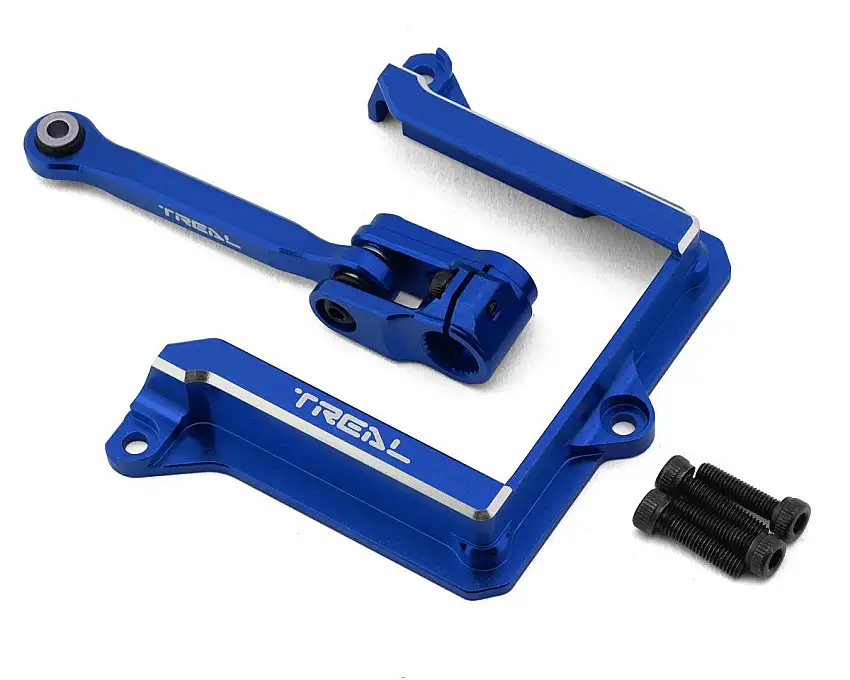 Treal Hobby 7075 Aluminum Steering Servo Horn Tie Rod Link & Mount Set for Traxxas® Maxx® & Maxx Slash® (Blue) (25T)