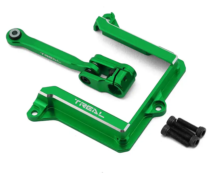 Treal Hobby 7075 Aluminum Steering Servo Horn Tie Rod Link & Mount Set for Traxxas® Maxx® & Maxx Slash® (Green) (25T)