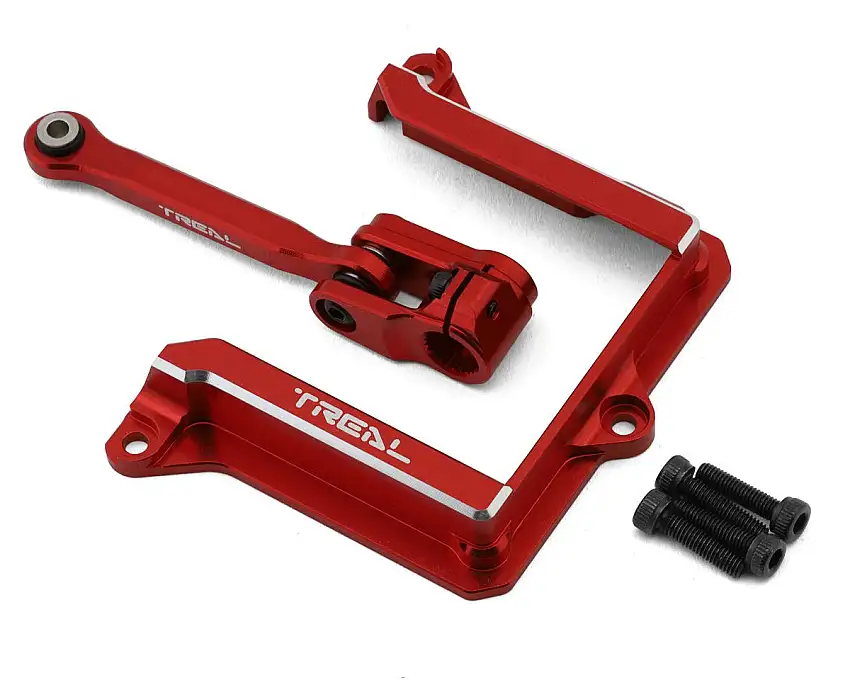 Treal Hobby 7075 Aluminum Steering Servo Horn Tie Rod Link & Mount Set for Traxxas® Maxx® & Maxx Slash® (Red) (25T)