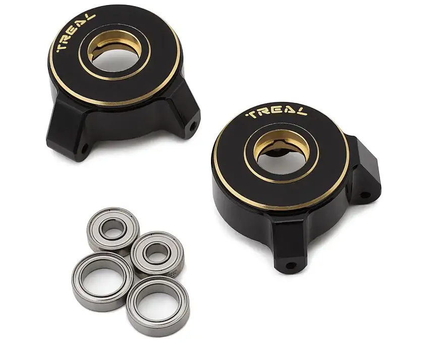 Treal Hobby Element RC Enduro Utron SE Brass Front Steering Knuckle Set (Black) (2) (90.3g)