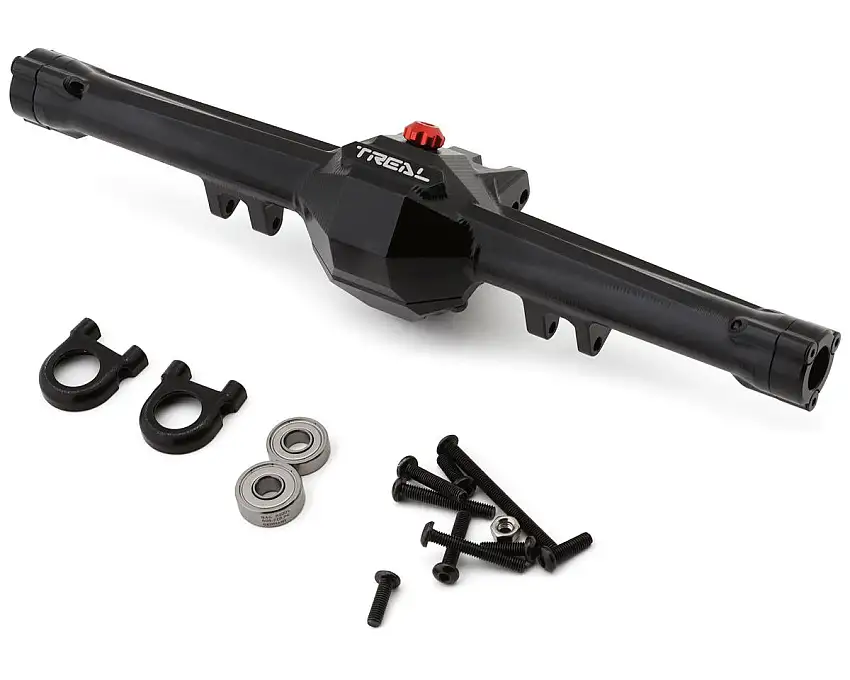 Treal Hobby Vanquish H10 Optic 7075 Aluminum Rear Axle Housing Set (Black)