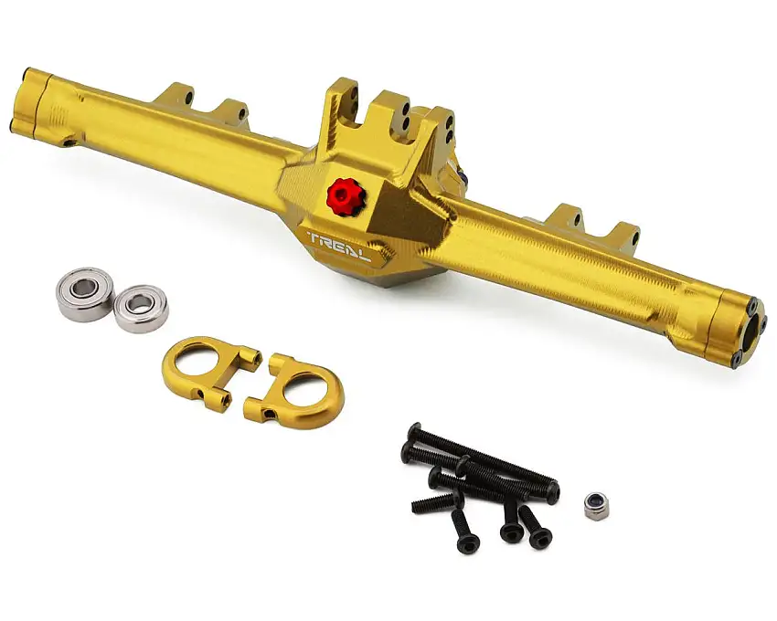 Treal Hobby Vanquish H10 Optic 7075 Aluminum Rear Axle Housing Set (Gold)