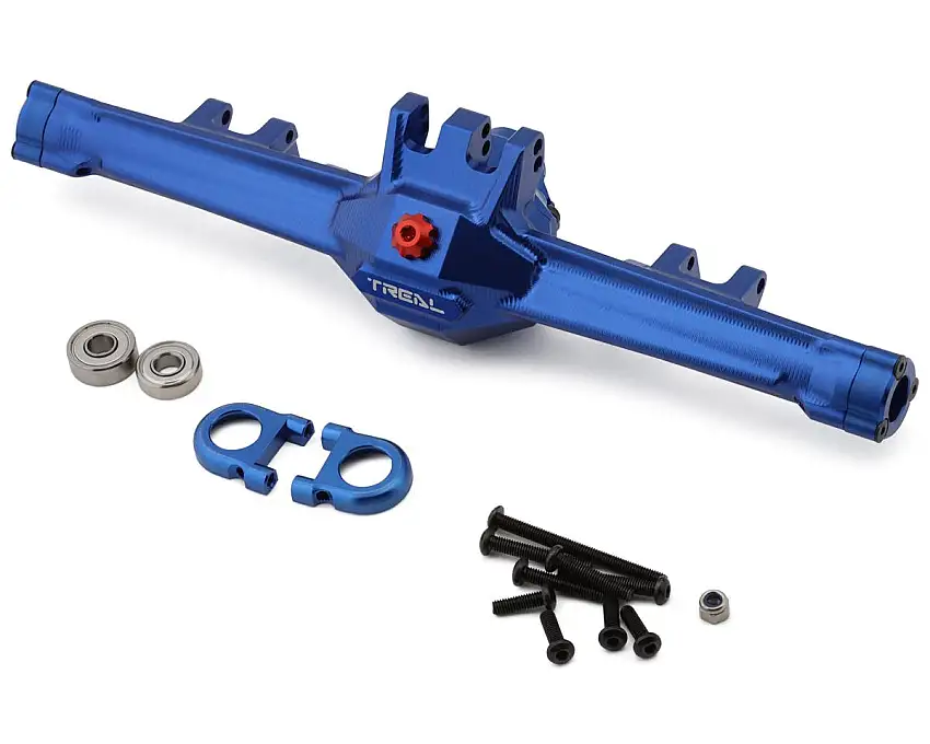 Treal Hobby Vanquish H10 Optic 7075 Aluminum Rear Axle Housing Set (Blue)