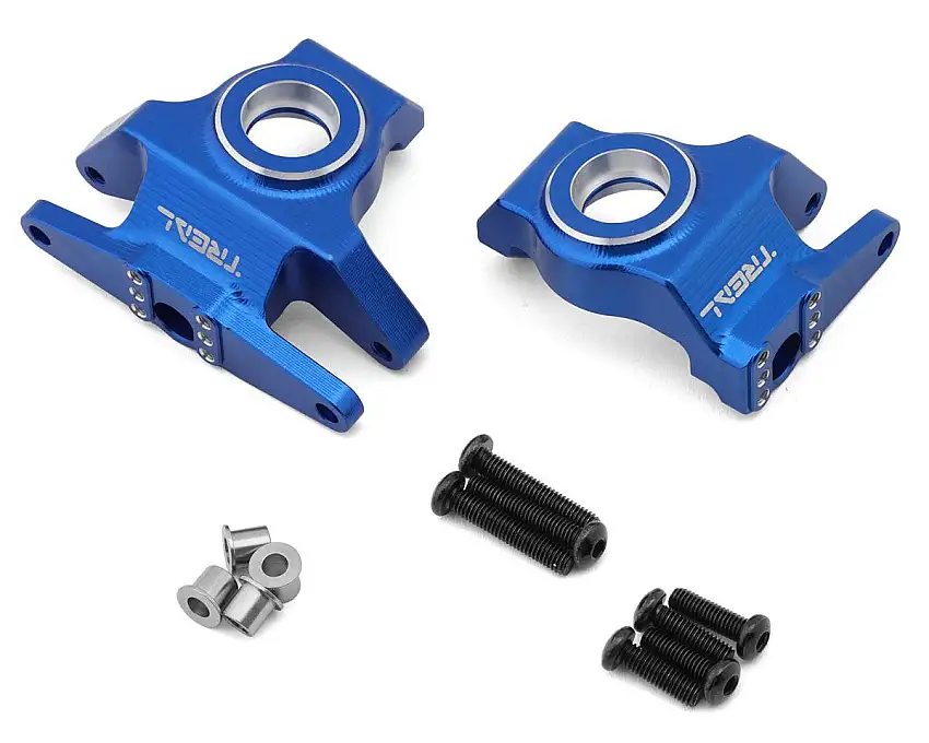 Treal Hobby Vanquish H10 Optic 7075 Aluminum Front Steering Knuckles (Blue) (2)