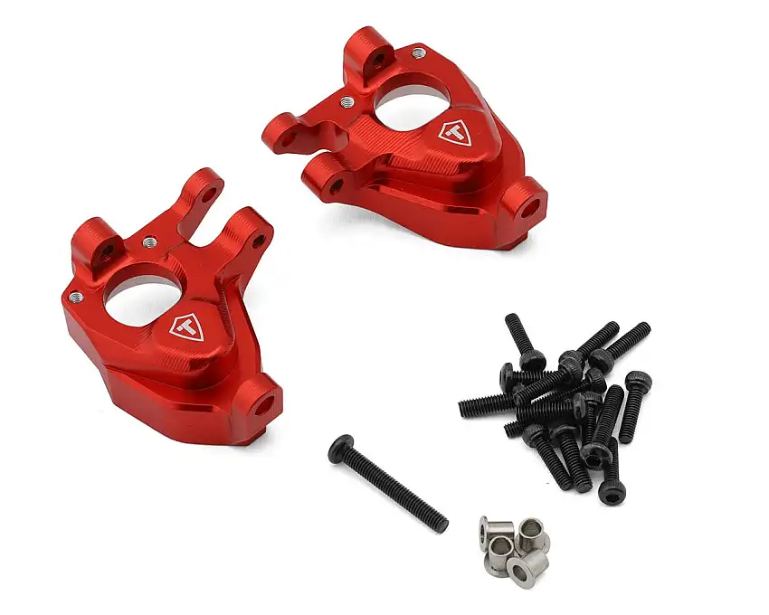 Treal Hobby Vanquish VRD/VS4-10 Aluminum Steering Knuckles (Red) (2) (Portal Axle)