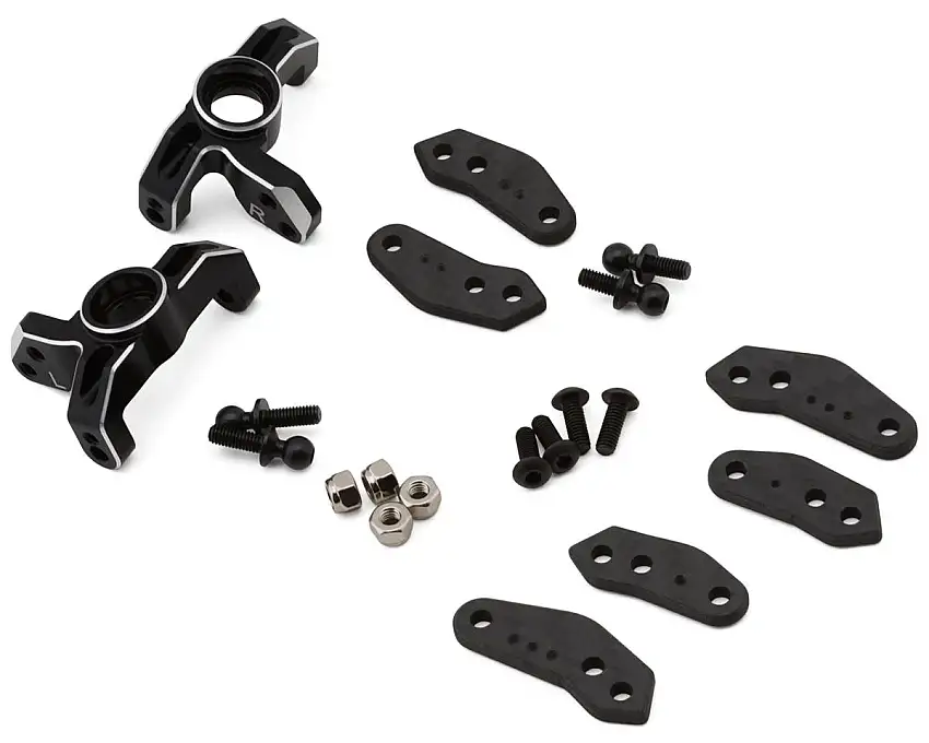 Team Losi Racing 22S Sprint Aluminum Spindle Set (Black) w/Carbon Fiber Spindle Arms