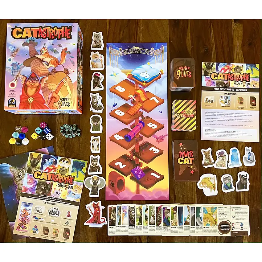 CATastrophe: A Game of 9 Lives - Base Game + Paws Out, Claws Out Expansion