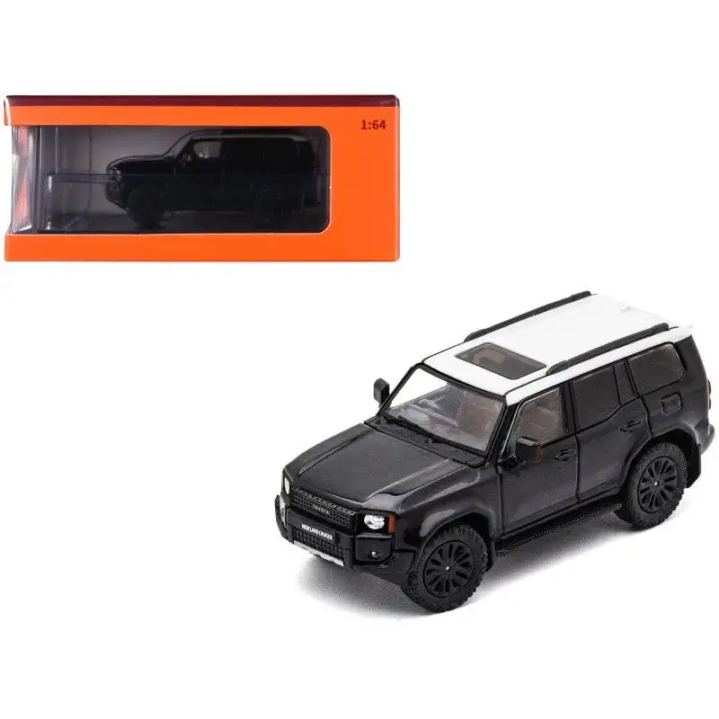 Toyota Land Cruiser Prado 250 Black with White Top 1/64 Diecast Model Car by GCD
