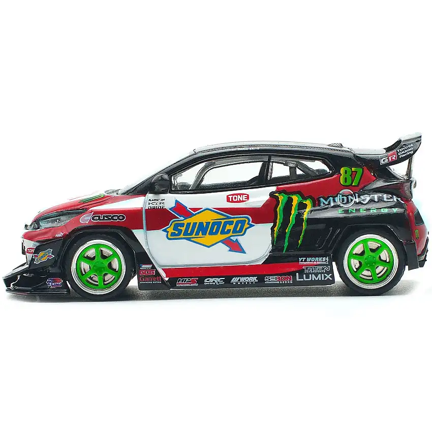 Toyota Pandem GR Yaris RHD (Right Hand Drive) #87 "Daigo Saito" Black with Graphics 1/64 Diecast Model Car by Pop Race