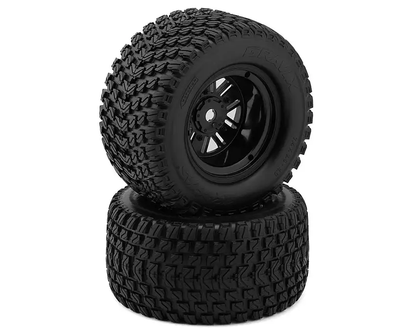 Traxxas Gravix Rear Pre-Mounted Tires w/Funco Wheels (Black) (2)