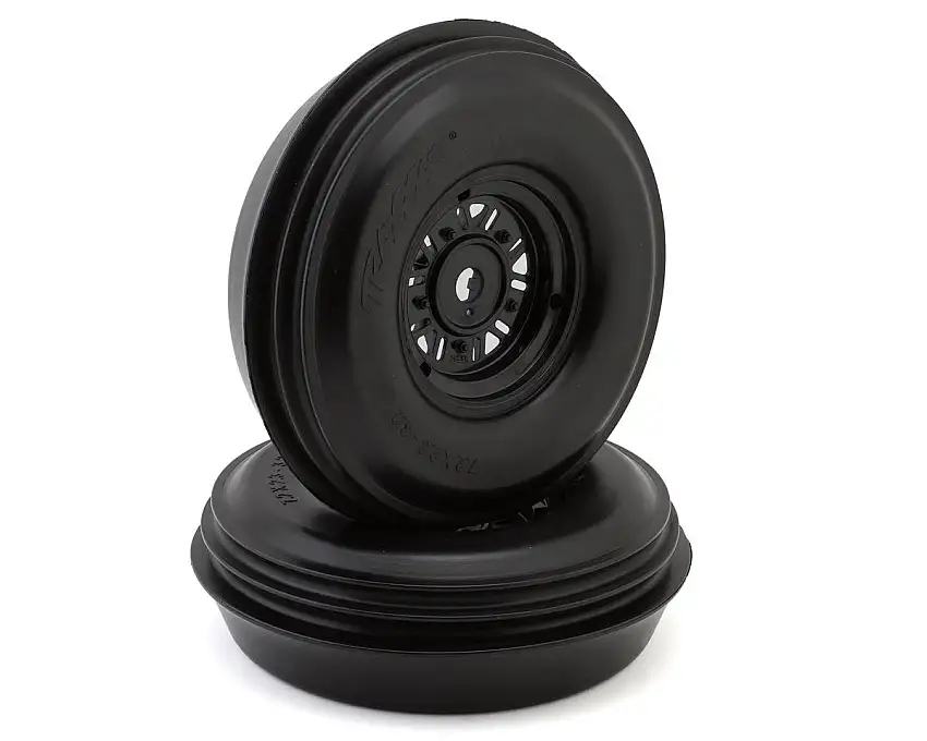 Traxxas Ribbed Front Pre-Mounted Tires w/Funco Wheels (Black) (2)