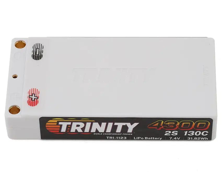 Trinity V2 2S 130C Shorty LiPo Battery (7.4V/4300mAh) w/5mm Bullets