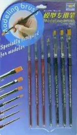 TSM-9900 Trumpeter Scale Models Modeling Brush Set (7pcs): Round #0, 1, 2/0, Flat 1/4", 1/8", 3/16", 7/32"