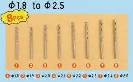 TSM-9956 Trumpeter Scale Models Twist Drilling Auger Bit Set #3 (8pcs) 1.8mm-2.5mm
