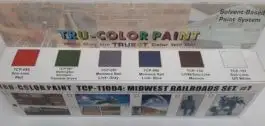 TUP-11004 Tru-Color Paint Solvent-Based Midwest Railroads #1 (6 Colors) 1oz Bottles (D)