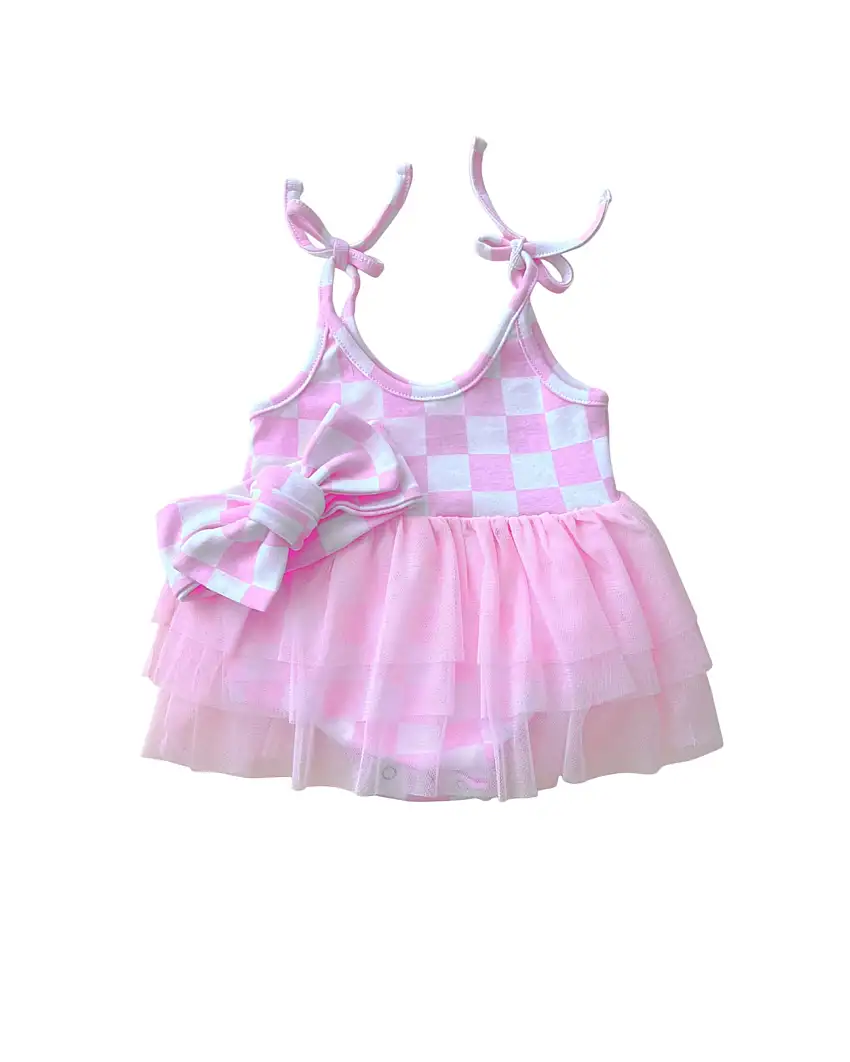 Tutu Romper | Checkered Pink