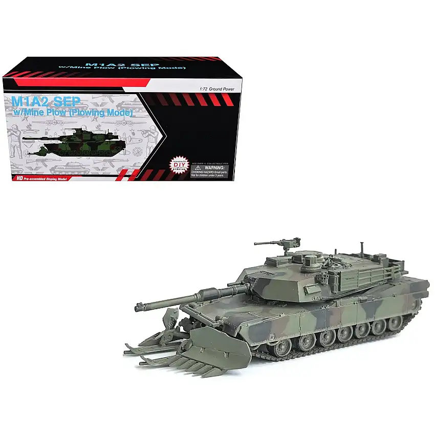 United States M1A2 SEP (System Enhancement Package) Tank with Mine Plow (Plowing Mode) "United States Army 1st Battalion 16th Cav. Reg. Fort Knox" (2002)" Green Camouflage "NEO Dragon Armor" Series 1/72 Plastic Model by Dragon Models