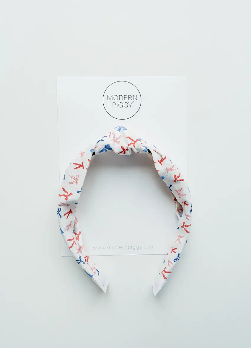 Red White And Bow | Knotted Headband