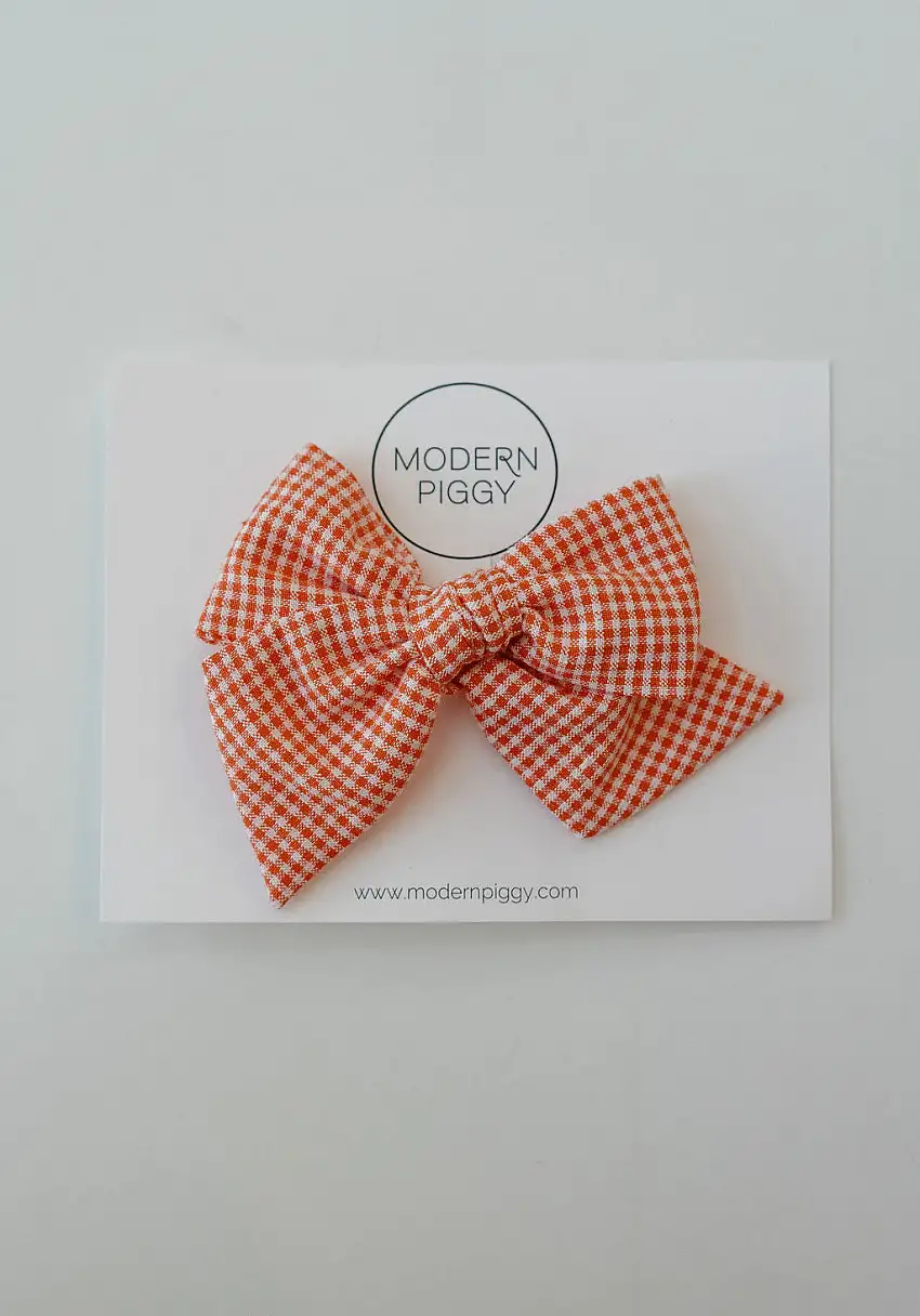 Citrus Check | Oversized Hand-tied Bow