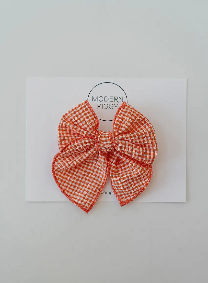 Citrus Check | Pigtail Set - Petite Party Bow