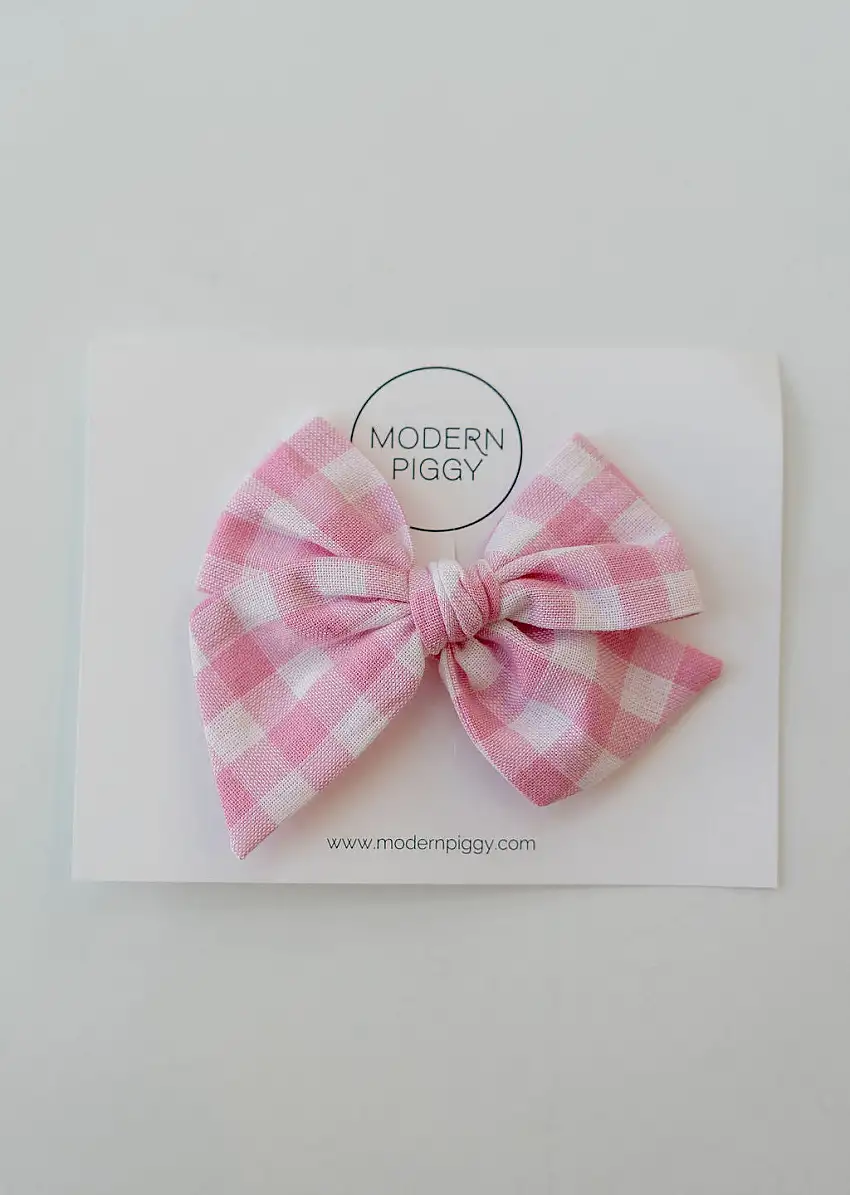 Rosy Gingham | Oversized Hand-tied Bow