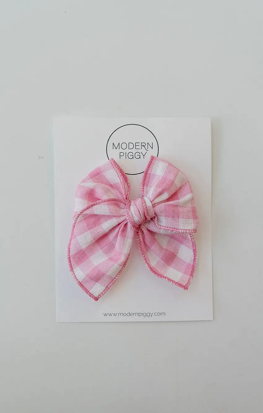 Rosy Gingham | Petite Party Bow