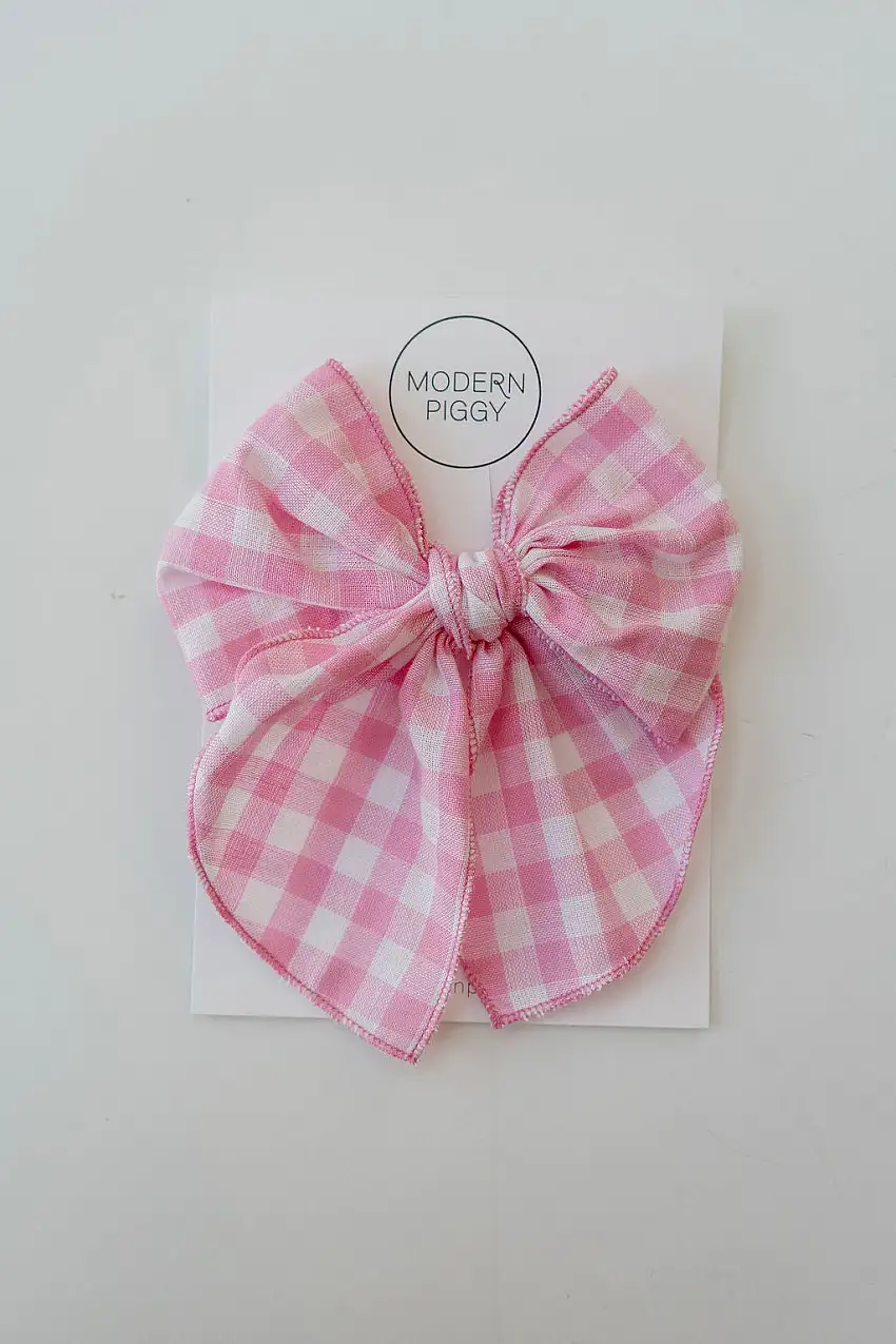 Rosy Gingham | Party Bow