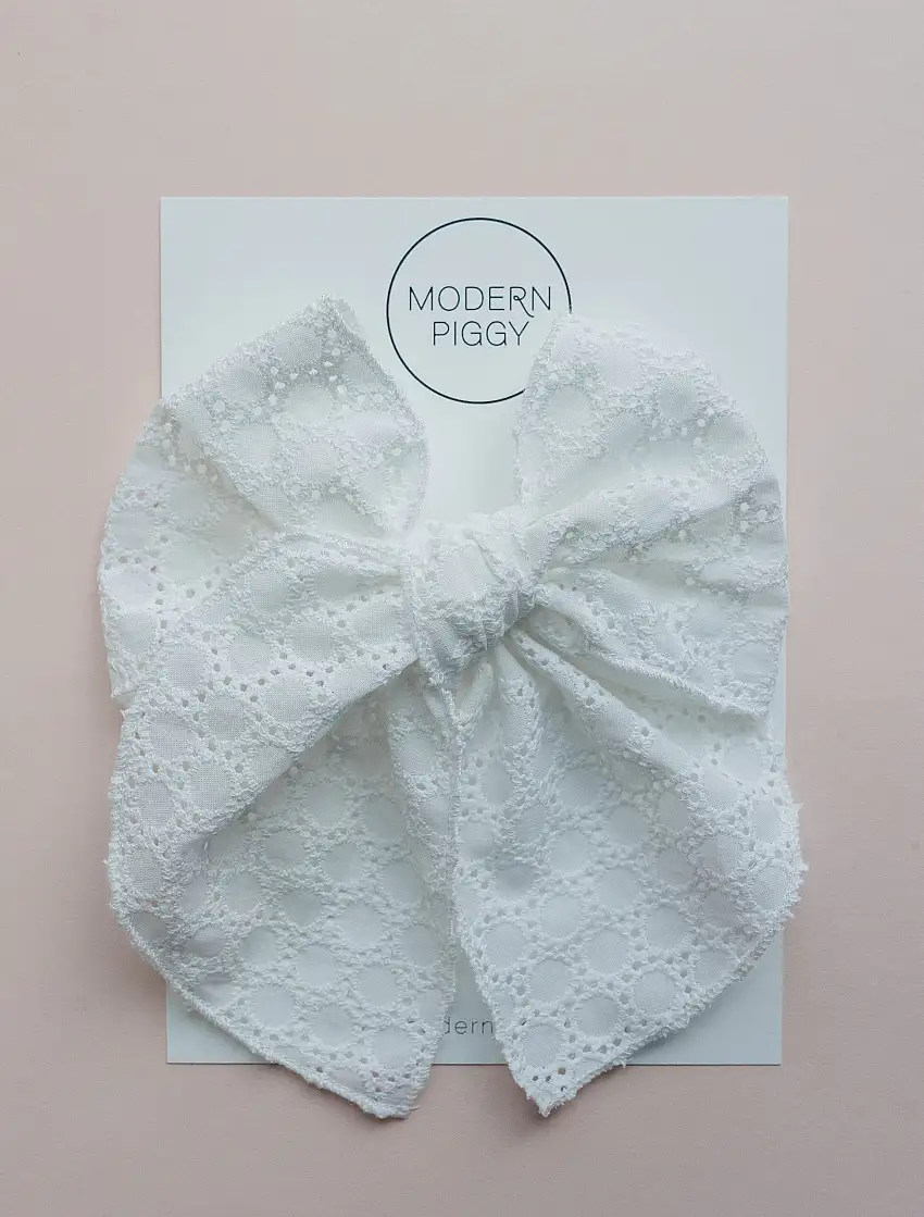 White Eyelet | Party Bow