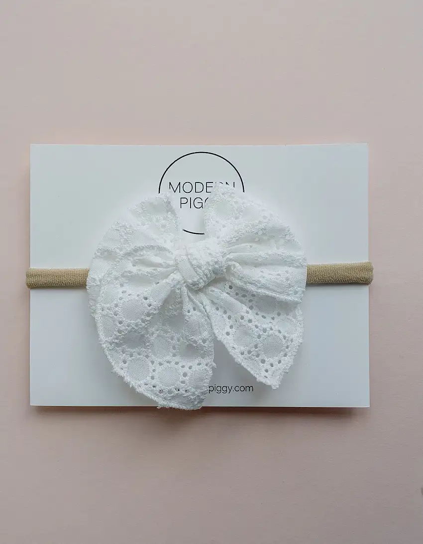 White Eyelet | Petite Party Bow