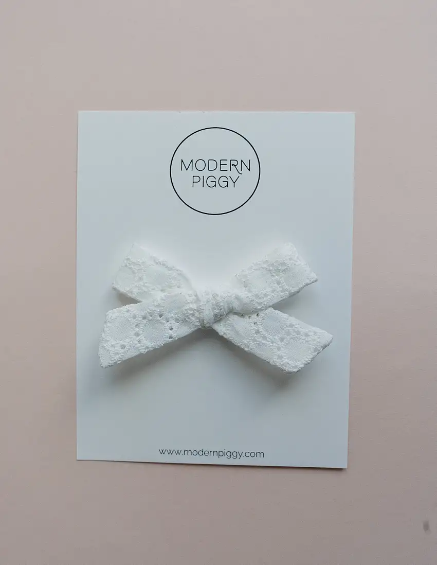 White Eyelet | Hand-tied Bow