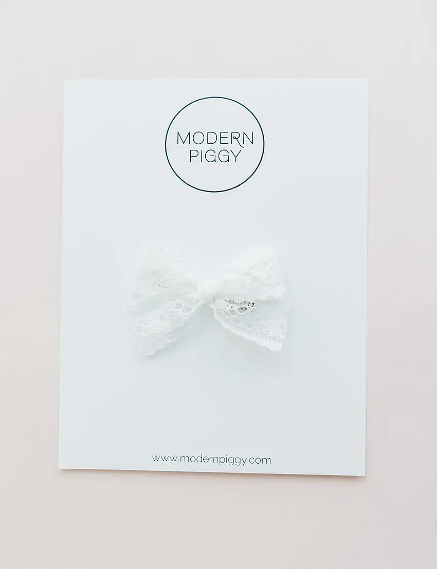 White Lace | Pigtail Set - Ribbon Bow