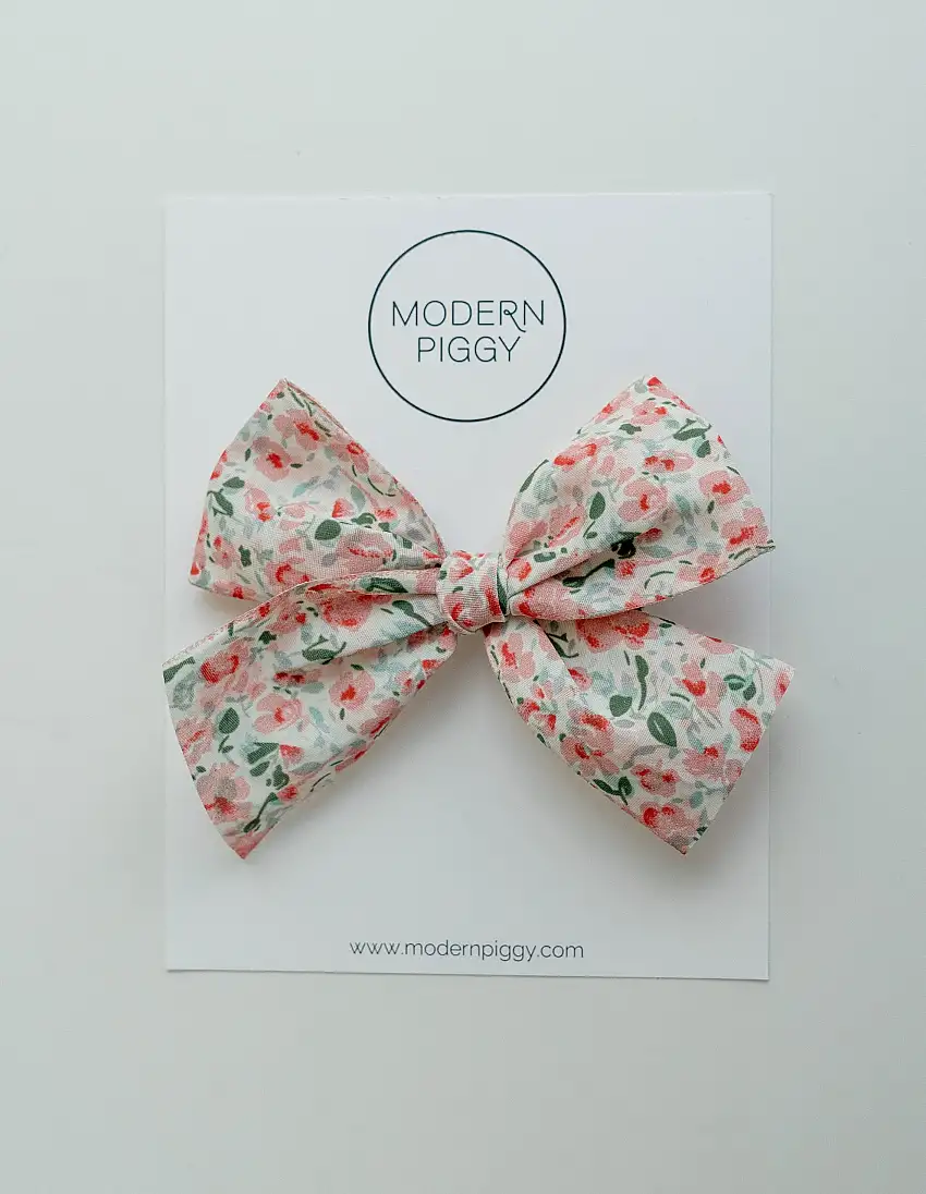 Spring Garden- Pink | Pigtail Set - Hand-tied Bow