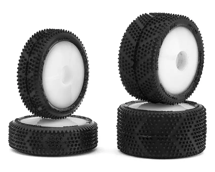 UpGrade RC Micro Spiker Pre-Mounted Front and Rear Carpet Tires for Losi® Micro-B (White)