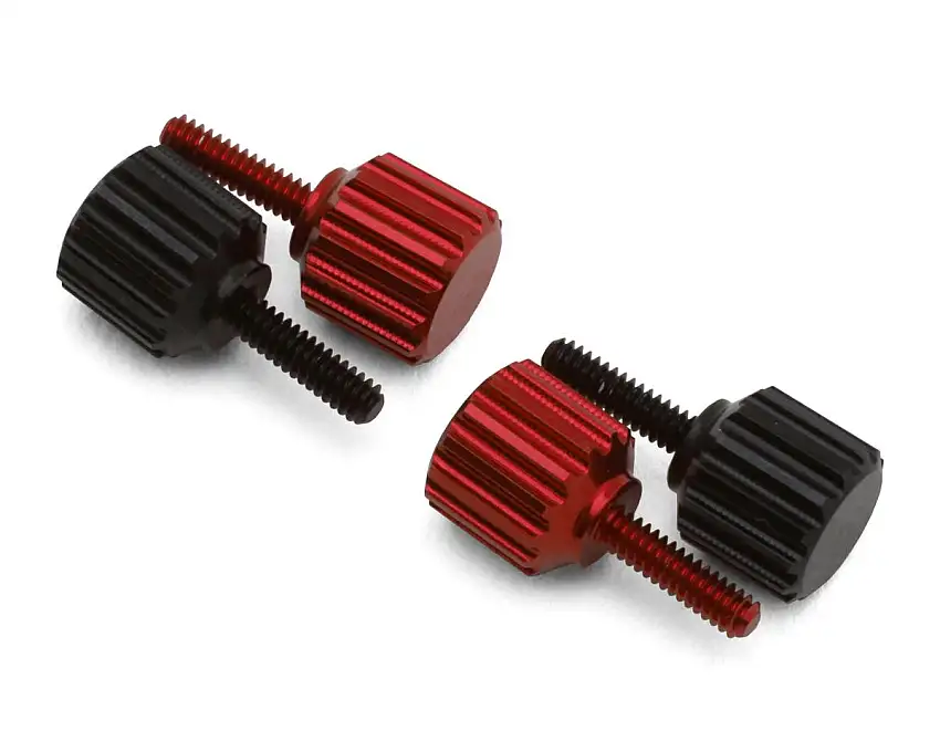 UpGrade RC 7075 Aluminum 1.4mm Thumbscrews for Losi® Micro-B™ & Micro-T™ (Black/Red) (4)