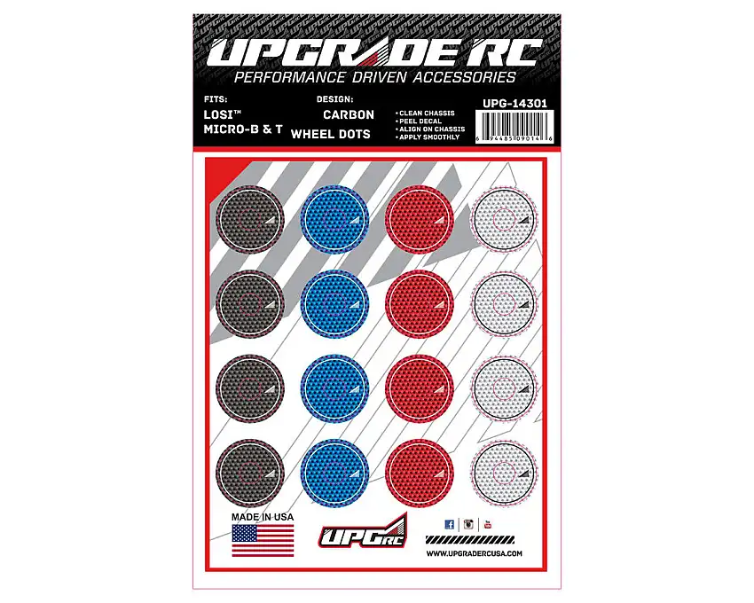 UpGrade RC Wheel Dots for Losi® Micro-B & T (Carbon)