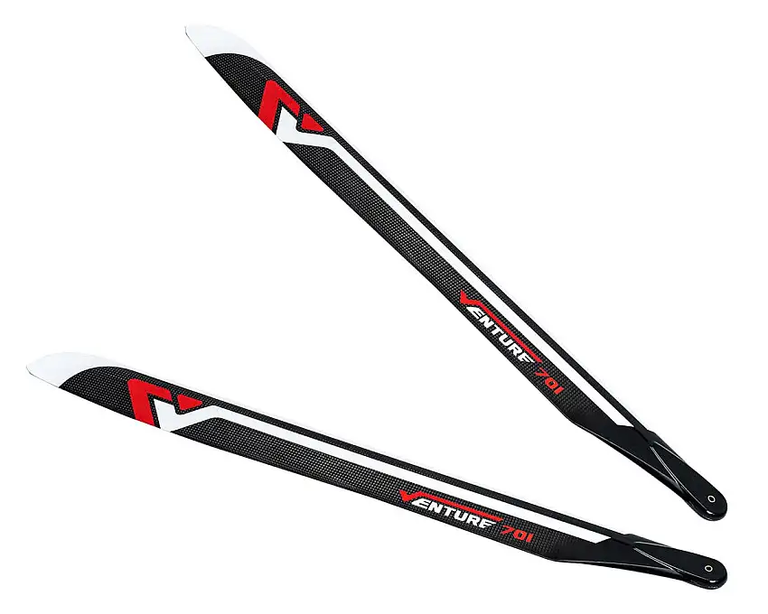 Venture Blades 701mm Premium Carbon Fiber Main Blades (Red) (2)