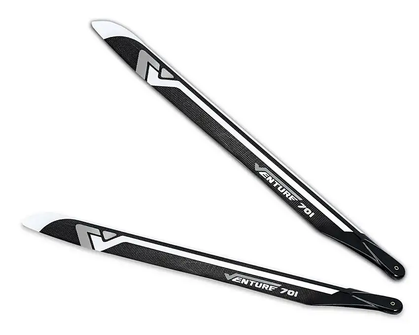 Venture Blades 701mm Premium Carbon Fiber Main Blades (Silver) (2)