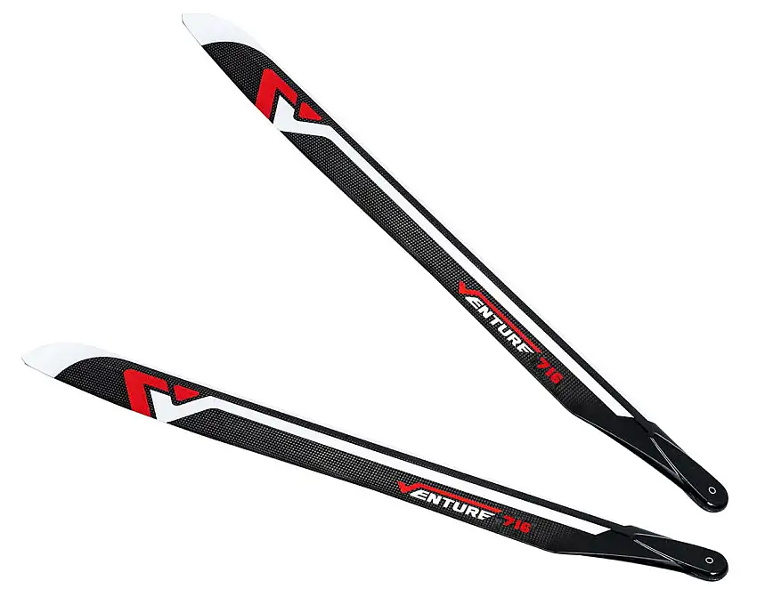 Venture Blades 716mm Premium Carbon Fiber Main Blades (Red) (2)