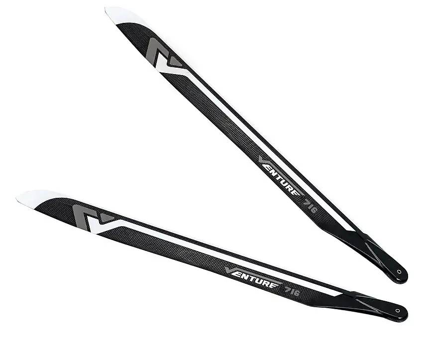 Venture Blades 716mm Premium Carbon Fiber Main Blades (Silver) (2)