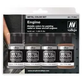 VJP77604 Acrylicos Vallejo Metal Color: Metal: Engine 4pk (32ml.)