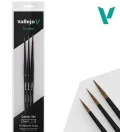VLJ-1991 Vallejo Pro Modeler Design Natural Hair Brush Set: Round 0, 1, 2
