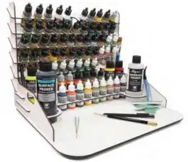 VLJ-26012 Vallejo Module Paint Display Stand w/Vertical Storage & Small Workstation (Holds 82 bottles & brushes)