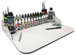 VLJ-26013 Vallejo Module Paint Display Stand & Large Workstation (Holds 51 bottles & brushes)