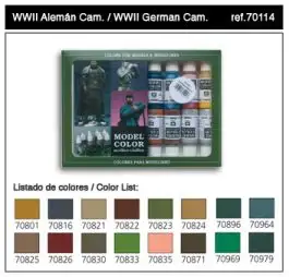 VLJ-70114 Vallejo 17ml. Bottle WWII German Camo Model Color Paint Set (16 Colors)
