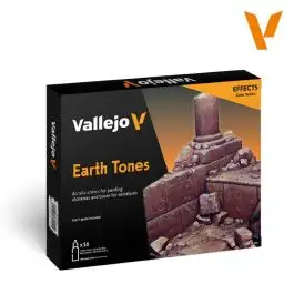VLJ-70141 Vallejo 18ml Bottle Earth Tones Model Color Paint Set (16 Colors)