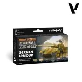 VLJ-70205 Vallejo 18ml Bottle WWII German Armour Wargames Model Color Paint Set (6 Colors)