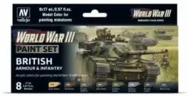 VLJ-70222 Vallejo 17ml Bottle WWIII Wargames British Armour/Infantry Model Color Paint Set (8 Colors) (D)