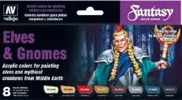 VLJ-70242 Vallejo 17ml. Bottle Fantasy Elves & Gnomes Model Color Paint Set (8 Colors)