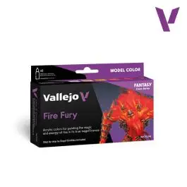 VLJ-70243 Vallejo 18ml Bottle Fantasy Fire Fury Model Color Paint Set (6 Colors)