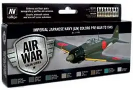 VLJ-71169 Vallejo 17ml Bottle IJN Pre-War to 1945 Model Air Paint Set (8 Colors)